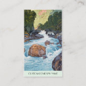 Coole orientalische japanische Waldflußfelsen Visitenkarte (Rückseite)