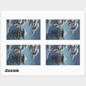 Coole orientalische japanische Winterszene Rechteckiger Aufkleber (Blatt)