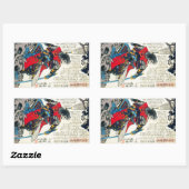 Coole orientalische Klassik japanischer Samurai-Kr Rechteckiger Aufkleber (Blatt)