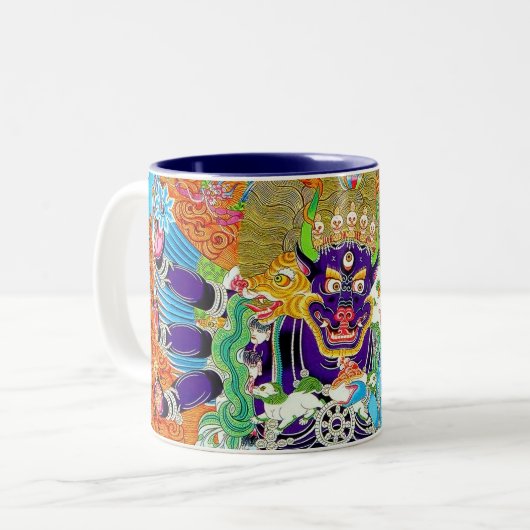 Coole orientalische Mandala Yamantaka lebendige Go Zweifarbige Tasse (Vorderseite Links)