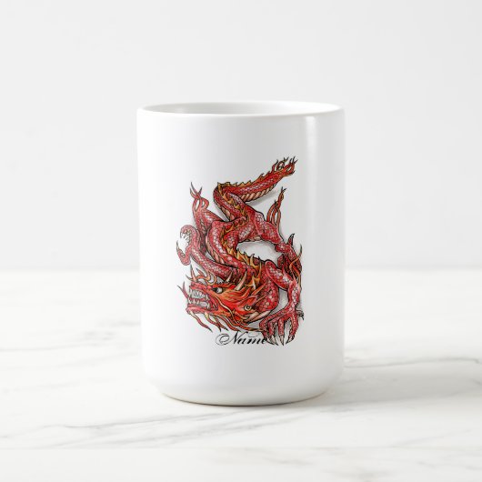 Coole orientalische rote Drache-Tätowierung Kaffeetasse (Mittel)