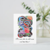 Coole orientalische Schlange mit Lotus-Blume Tätow Postkarte (Stehend Vorderseite)