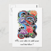 Coole orientalische Schlange mit Lotus-Blume Tätow Postkarte (Vorne/Hinten)