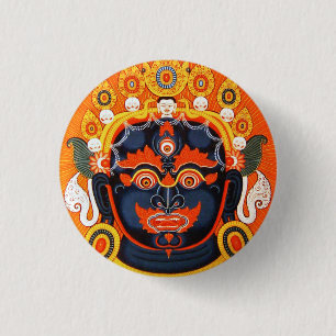 Coole orientalische Thangka Bhairava Tattoo Art Button