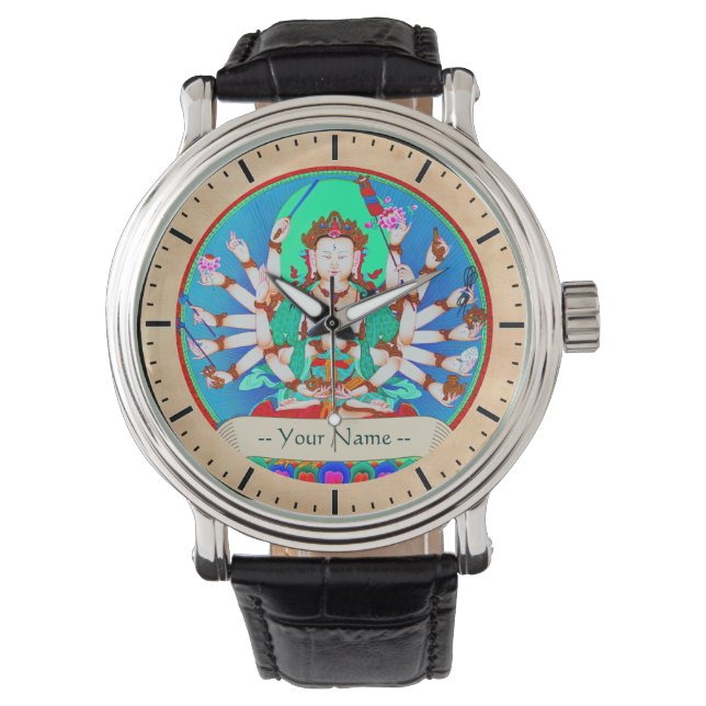 Coole orientalische Thangka Gott Tattookunst Armbanduhr (Vorderseite)