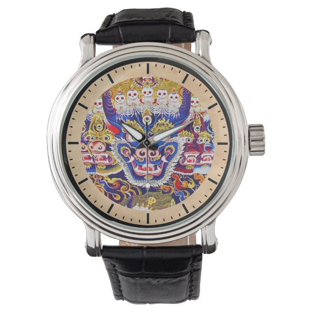 Coole orientalische Thangka Gott Tattookunst Armbanduhr (Vorderseite)