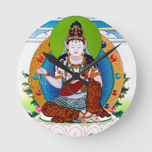 Coole orientalische tibetanische thangka runde wanduhr (Vorderseite)