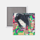 Coole orientalische Yoshitoshi Kabuki Schauspieler Magnet (Vorderseite/Rückseite)