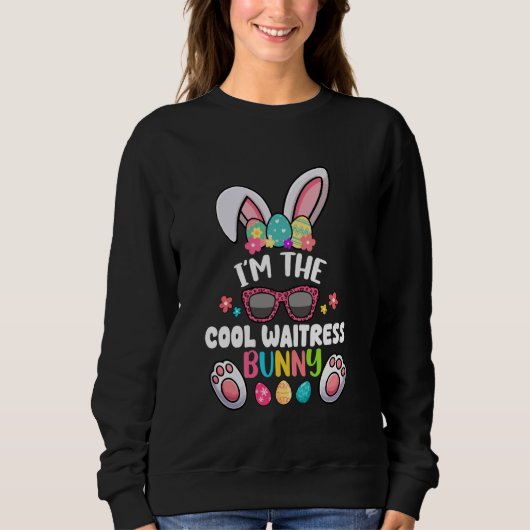 Coole Osterhasen-Kostüm-Kellnerin Bunte Eier L Sweatshirt (Vorderseite)