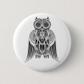 Coole Owl Stammbaum gemusterte Abbildung Button (Vorderseite)