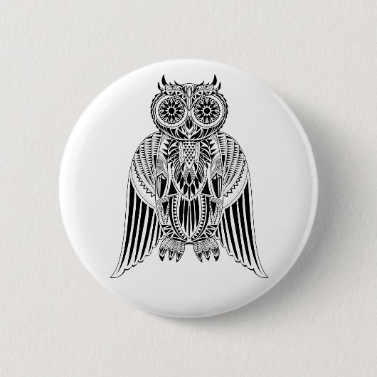 Coole Owl Stammbaum gemusterte Abbildung Button (Vorderseite)