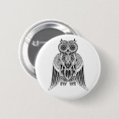 Coole Owl Stammbaum gemusterte Abbildung Button (Vorne & Hinten)