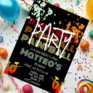 Coole Paintball-Geburtstags-Teenparty Einladung