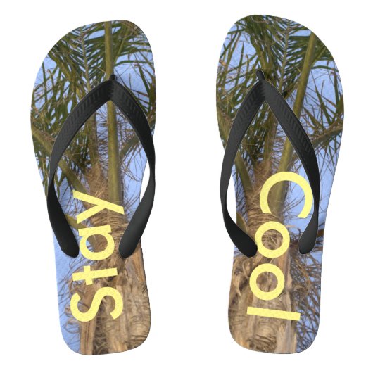 Coole Palm Trees Blue Sky Flip Flops bleibe Badesandalen (Fußbett)