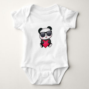 Coole Panda Bären Sonnenbrille Valentinstag Herz Baby Strampler