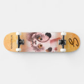 Coole Panda Illustration Art Mit Monogramm Skateboard (Horizontal)