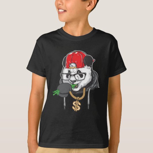 Coole Panda in Sonnenbrille, die Bambus essen T-Shirt (Vorderseite)