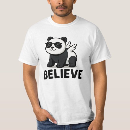 Coole Panda mit Sonnenbrille glauben Motivierend T-Shirt (Vorderseite)
