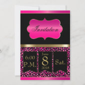 Coole Party Einladung aus Hot Pink und Black Leopa (Vorderseite)