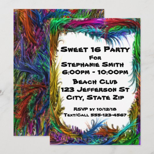 Coole Party Einladungen (Vorne/Hinten)