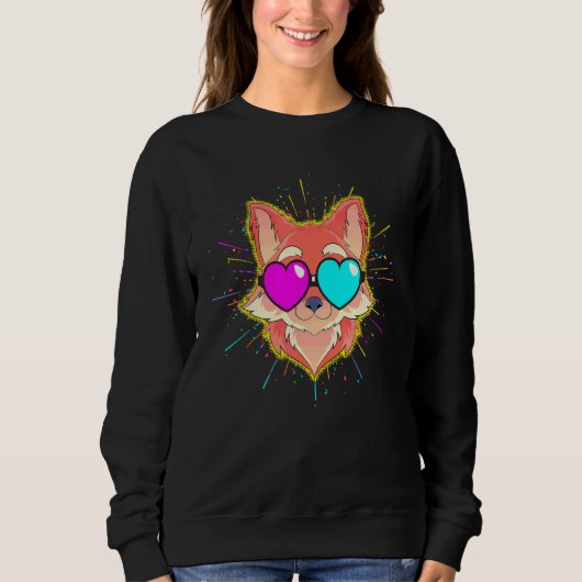 Coole Party-Tier Sonnenbrille Waldtier Fuchs Sweatshirt (Vorderseite)