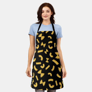 Coole Pasta-Makkaroni-Muster auf schwarz Schürze