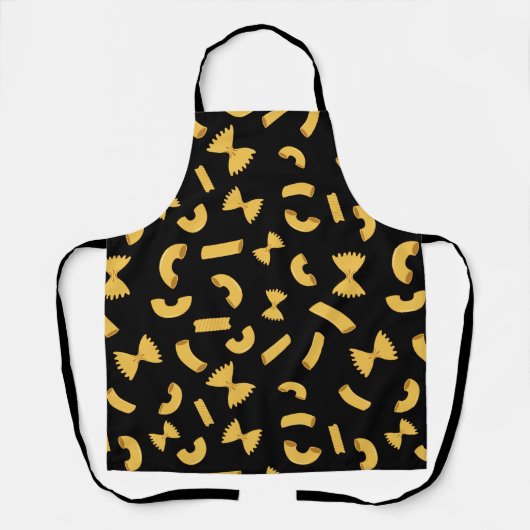 Coole Pasta-Makkaroni-Muster auf schwarz Schürze (Vorderseite)