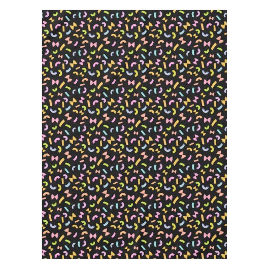 Coole Pasta mit bunten Makkaroni-Mustern auf schwa Tischdecke (Vorderseite)