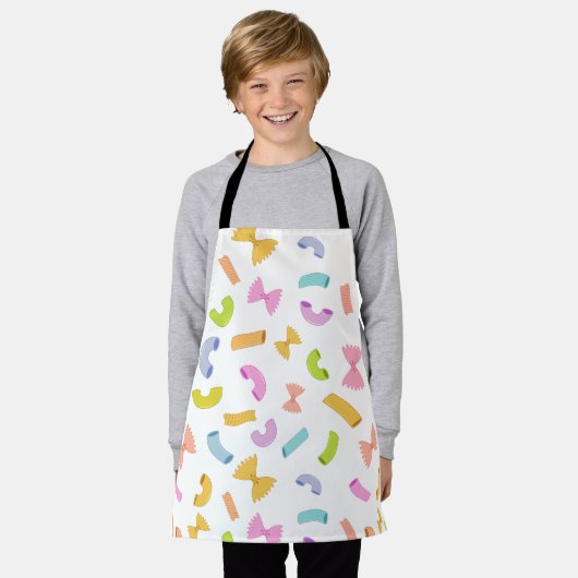 Coole Pasta mit bunten Makkaroni-Mustern auf Weiß Schürze (Getragen)