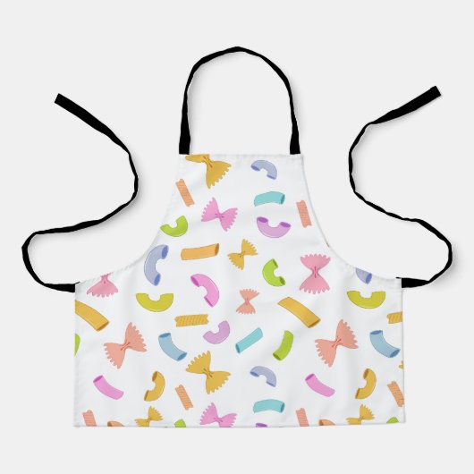 Coole Pasta mit bunten Makkaroni-Mustern auf Weiß Schürze (Vorderseite)