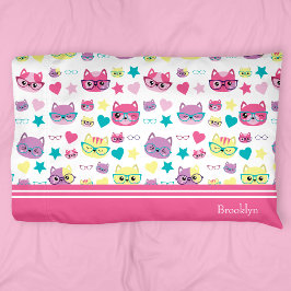 Coole Pastelkatzen mit Glasmuster, Aquamarin Kissenbezug