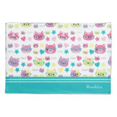 Coole Pastelkatzen mit Glasmuster, Aquamarin Kissenbezug (Rückseite)