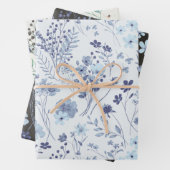 Coole Pastell Blau & Creme Rustikale Blume Geschenkpapier Set (Beispiel)