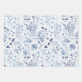 Coole Pastell Blau & Creme Rustikale Blume Geschenkpapier Set (Vorderseite)