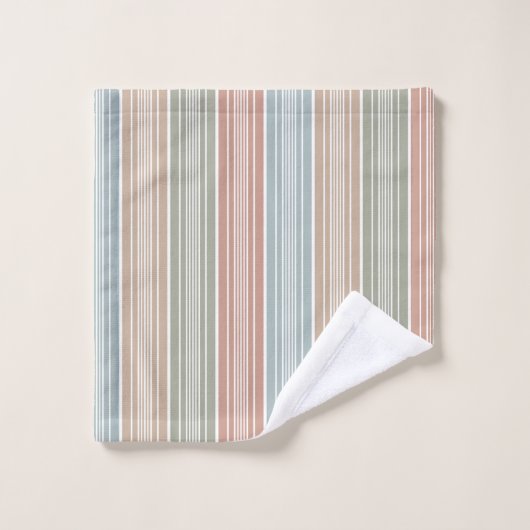 Coole Pastellfarbstreifen Badhandtuch Set (Waschlappen)