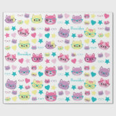 Coole Pastellkatzen mit Glasmuster Geschenkpapier (Flach)