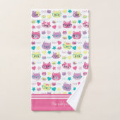 Coole Pastellkatzen mit Glasmuster, rosa Badhandtuch Set (Handtuch)
