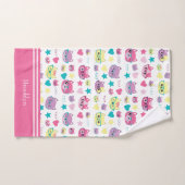 Coole Pastellkatzen mit Glasmuster, rosa Badhandtuch Set (Handtuch)