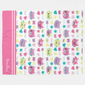 Coole Pastellkatzen mit Glasmuster, rosa Fleecedecke (Vorderseite (Horizontal))
