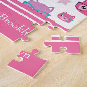 Coole Pastellkatzen mit Glasmuster, rosa Puzzle (Seite)