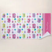 Coole Pastellkatzen mit Glasmuster, rosa Strandtuch (Vorderseite)