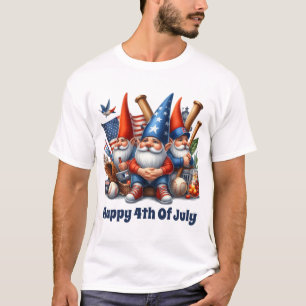 Coole Patriotische Gnome Baseball 4. Juli T-Shirt