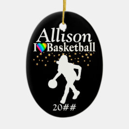 COOLE PERSONALISIERTE BASKETBALL-CHRISTMAS-ORNATIO KERAMIKORNAMENT