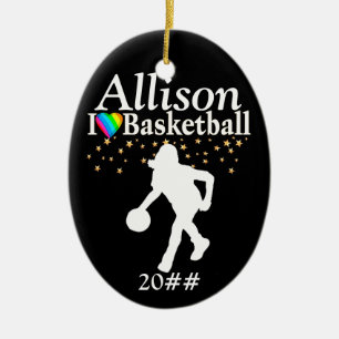 COOLE PERSONALISIERTE BASKETBALL-CHRISTMAS-ORNATIO KERAMIKORNAMENT