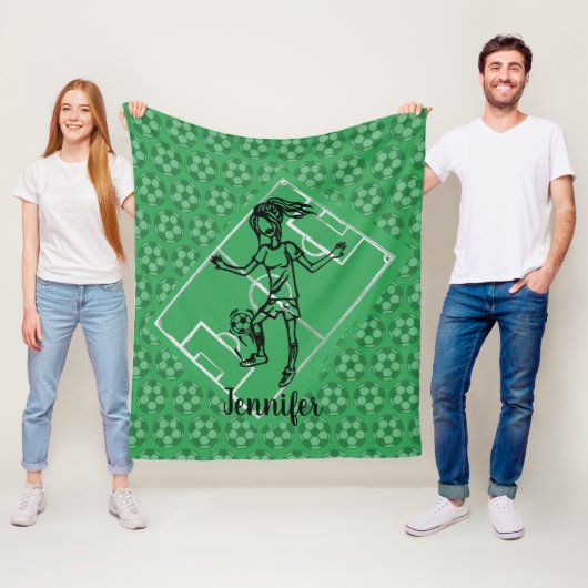 Coole personalisierte Fußballweibchen Fleecedecke (Beispiel)