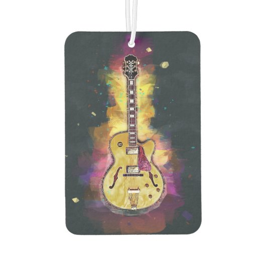Coole Personalisierte Gitarre | Hellgelbes Rosa Autolufterfrischer (Rückseite)