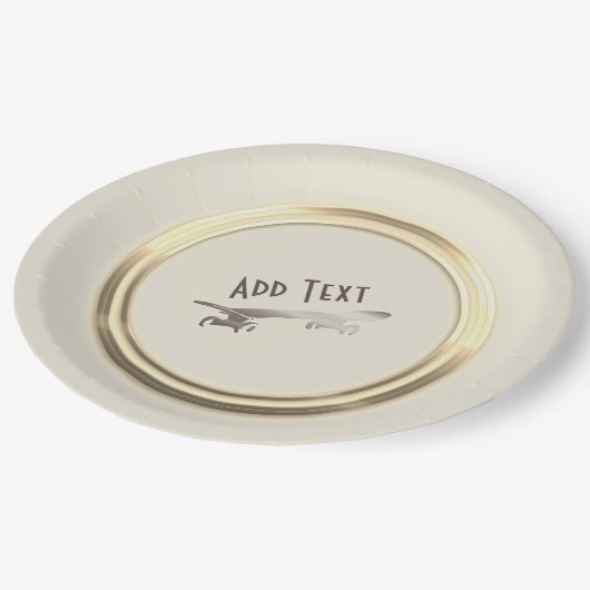 Coole Personalisierte Gold-Skateboard Pappteller (Schrägansicht)