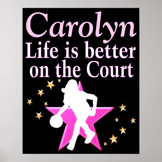 COOLE PERSONALISIERTE MÄDCHEN BASKETBALL PLAYER PO POSTER (Vorne)