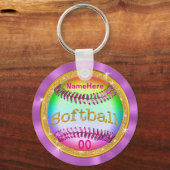 Coole PERSONALISIERTE Multicolor-Softball-Schlüsse Schlüsselanhänger (Vorderseite)