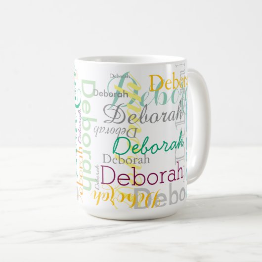 Coole personalisierte Namens-Typografie Kaffeetasse (VorderseiteRechts)